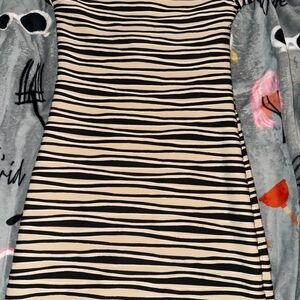 Brat Star Black and Cream Striped Mini Dress